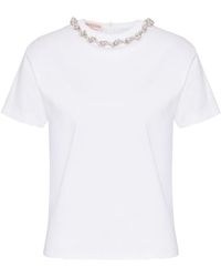 Valentino Garavani - Crystal-embellished Cotton T-shirt - Lyst