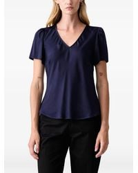 Fracomina - V-Neck Puff-Sleeve Blouse - Lyst