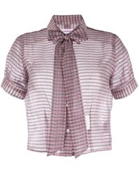 Thom Browne - Pussy-bow Check-pattern Blouse - Lyst