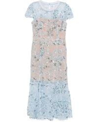Self-Portrait - Sequin-Embellished Floral-Lace Midi Dress - Lyst