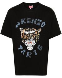 KENZO - Katoenen T-shirt Met Tijgerprint - Lyst