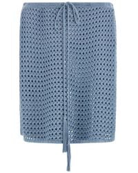 Ferragamo - Short Skirt With Open Weave Knit - Lyst