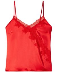 Patrizia Pepe - Lace-Trim Satin Sleeveless Blouse - Lyst