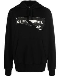 DIESEL - Ripped Logo Print Hoodie - Lyst