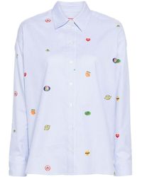 KENZO - Fruit Stickers-print Striped Shirt - Lyst