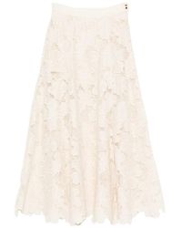 Sandro - A-Line Floral-Embroidered Midi Skirt - Lyst