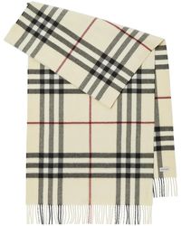 Burberry - Wide Check Cashmere Scarf - Lyst