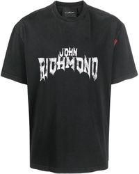 John Richmond - Camiseta con logo estampado y hombros caídos - Lyst