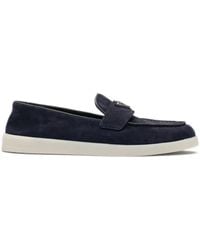 Prada - Suede Triangle Loafers - Lyst