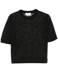 McQueen - Lace-Knit Short-Sleeve Top - Lyst