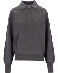 Grifoni - Quarter-Zip Wool Polo Shirt - Lyst