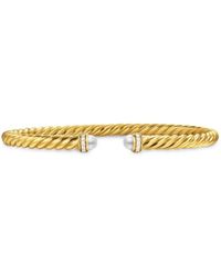David Yurman - 18Kt Cablespira Pearl And Diamonds Bracelet (4Mm) - Lyst