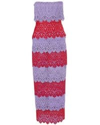 Carolina Herrera - Lace-Trim Strapless Maxi Dress - Lyst