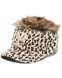 PDF - Leopard-Print Faux-Fur Baseball Cap - Lyst