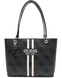 Guess - Logo-Plaque Striped Tote Bag - Lyst