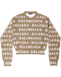 Balenciaga - Pull en laine à logo intarsia - Lyst