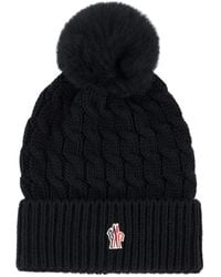 Moncler - Cable-Knit Pom-Pom Beanie Hat - Lyst