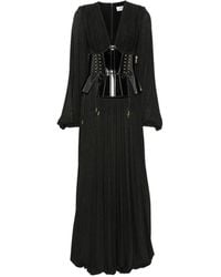 Elisabetta Franchi - Corset-Style Pleated Maxi Dress - Lyst