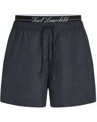 KARL LAGERFELD - Double-Waistband Swim Shorts - Lyst