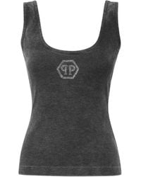 Philipp Plein - Washed-Effect Ribbed Tank Top - Lyst