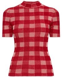 Ami Paris - Checkered Wool And Cotton Short-Sleeve Sweater - Lyst