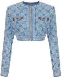 Elisabetta Franchi - Diamond Horsebit Denim Cropped Jack - Lyst