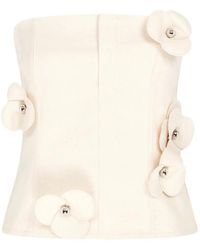 David Koma - 3D Flower Denim Corset Top - Lyst
