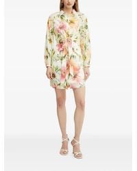 Guess - Floral-Print Belted Shirt Dress - Lyst