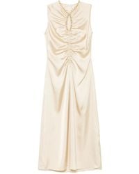 Sandro - Midi-Jurk Met Afwerking Van Stras - Lyst