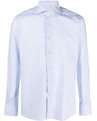 Tagliatore - Plain Cotton-linen Blend Shirt - Lyst