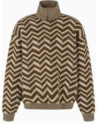 Emporio Armani - Trui Met Chevron Patroon En Hoge Hals - Lyst