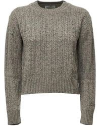 MC2 Saint Barth - Greige Lalia Donegal Wool Blend Crewneck Knit Sweater - Lyst