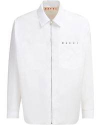Marni - Front-Zipper Shirt With Classic Collar - Lyst