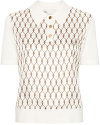 Tory Burch - Knot-print Merino Polo Shirt - Lyst