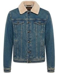 Moorer - Faux-Fur Collar Denim Jacket - Lyst