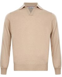 Brunello Cucinelli - Long-Sleeve Polo-Collar Sweater - Lyst