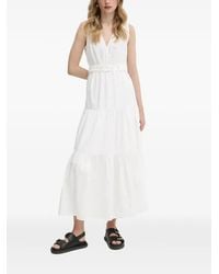 Morgan - Robe Mi-Longue À Taille Ceinturée Et Volants Superposés - Lyst