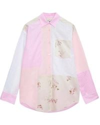 MSGM - Striped-Pattern Floral-Print Shirt - Lyst