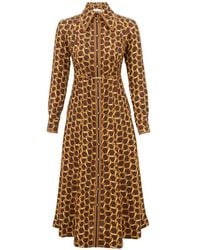 Zimmermann - Chain-Print Belted Midi Dress - Lyst