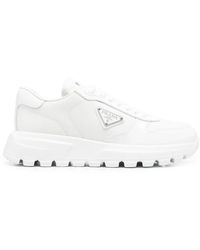 Prada - Triangle-Logo Low-Top Sneakers - Lyst