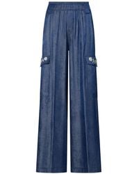 Liu Jo - Floral Embroidered Wide-Leg Pants - Lyst
