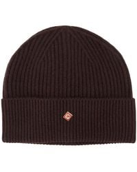 CASABLANCA - Ribbed-Knit Logo-Plaque Beanie Hat - Lyst