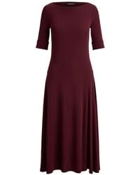 Ralph Lauren - Rib-Knit Boat-Neck Midi Dress - Lyst