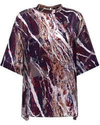 Roberto Cavalli - Marble-Print Crew-Neck Blouse - Lyst