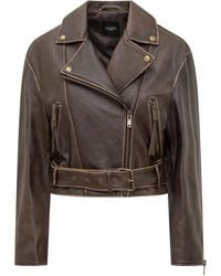 【WEEKEND MAX MARA】SALETTA ラムレザー ライダース ジャケット WEEKEND MAX MARA Saletta Belted Leather Biker Jacket Weekend