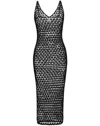 Paramidonna - Vestido Midi De Ganchillo Con Cuello En V - Lyst