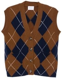 Be You - Argyle-Knit Button-Up Gilet - Lyst