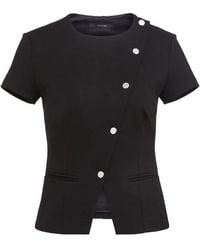 Toccin - Maude Asymmetric-Button Short-Sleeve Top - Lyst