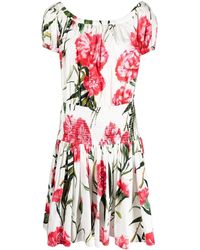 Dolce & Gabbana - Carnation-print Flared Minidress - Lyst
