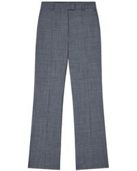 Ganni - Slim-Fit Button & Zip Wool-Blend Pants With Belt Loops And Double Welt Pockets - Lyst